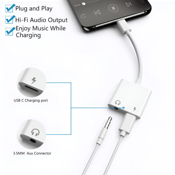 USB Type C & Lightning to 3.5mm Audio Adapter - Image 4